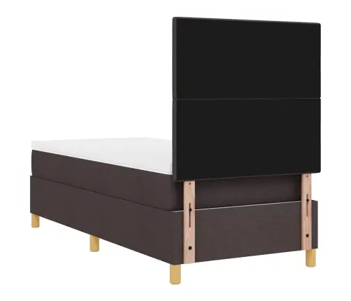 Kiemas Lova Su Čiužiniu Tamsiai Rudas 80 X 200 Cm Audinys