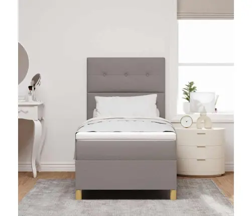 Kastītes Atsperu Gulta Ar Matraci Pelēkbrūna 80 X 200 Cm Audums Vidaxl