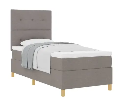 Kastītes Atsperu Gulta Ar Matraci Pelēkbrūna 80 X 200 Cm Audums Vidaxl