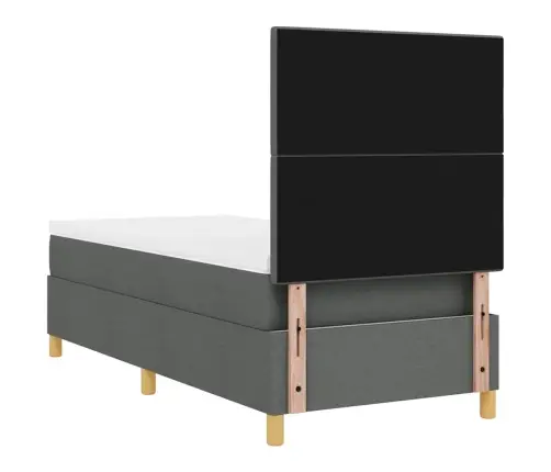 Kastītes Atsperu Gulta Tumši Pelēks 90 X 190 Cm Audums Vidaxl