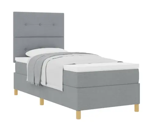 Kastītes Atsperu Gulta Gaiši Pelēks 90 X 200 Cm Audums Vidaxl