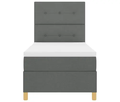 Kastītes Atsperu Gulta Tumši Pelēks 90 X 200 Cm Audums Vidaxl