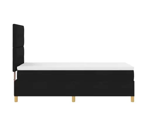 Kastītes Atsperu Gulta Ar Matraci Melna 90 X 200 Cm Audums Vidaxl