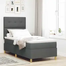 Kastītes Atsperu Gulta Tumši Pelēks 100 X 200 Cm Audums Vidaxl Kastītes Atsperu Gulta Tumši Pelēks 100 X 200 Cm Audums Vidaxl