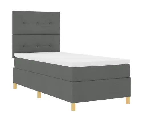 Kastes Gulta Ar Matraci Tumši Pelēks 100X200 Cm Audums Vidaxl