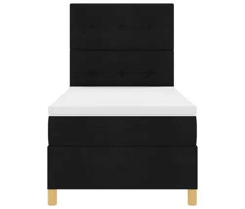 Kastītes Atsperu Gulta Ar Matraci Melnā Krāsā 100X200 Cm Audums Vidaxl