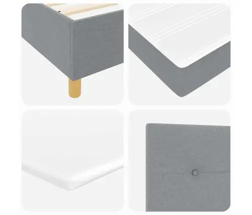 Box Spring Gulta Ar Matraci Gaiši Pelēks Mazā Divguļamā Audums Vidaxl