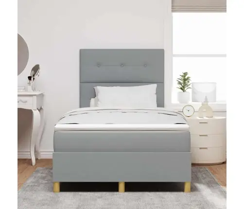 Box Spring Gulta Ar Matraci Gaiši Pelēks Mazā Divguļamā Audums Vidaxl
