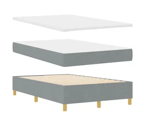 Box Spring Gulta Ar Matraci Gaiši Pelēks Mazā Divguļamā Audums Vidaxl