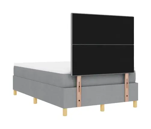 Box Spring Gulta Ar Matraci Gaiši Pelēks Mazā Divguļamā Audums Vidaxl