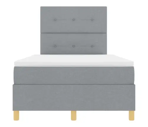 Box Spring Gulta Ar Matraci Gaiši Pelēks Mazā Divguļamā Audums Vidaxl