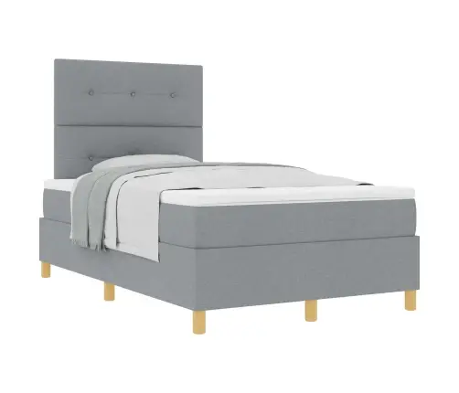 Box Spring Gulta Ar Matraci Gaiši Pelēks Mazā Divguļamā Audums Vidaxl