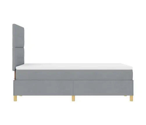 Box Spring Gulta Ar Matraci Gaiši Pelēks Mazā Divguļamā Audums Vidaxl