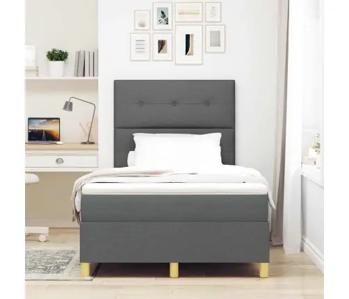 Gultas Pamatne Ar Matraci Tumši Pelēka 120X200 Cm Audums Vidaxl