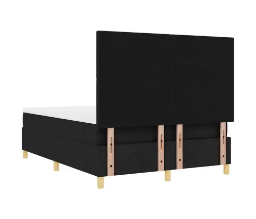 Kastītes Atsperu Gulta Ar Matraci Melna 140 X 190 Cm Audums Vidaxl