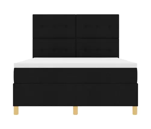 Kastītes Atsperu Gulta Ar Matraci Melna 160 X 200 Cm Audums Vidaxl