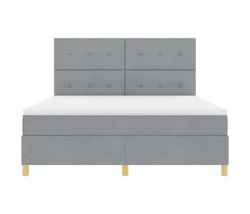 Kastītes Atsperu Gulta Gaiši Pelēks 180 X 200 Cm Audums Vidaxl