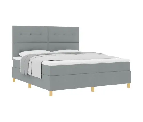 Kastītes Atsperu Gulta Gaiši Pelēks 180 X 200 Cm Audums Vidaxl