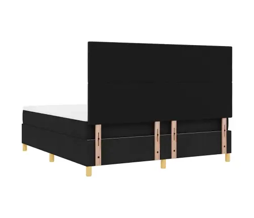 Kastītes Atsperu Gulta Ar Matraci Melna 180 X 200 Cm Audums Vidaxl