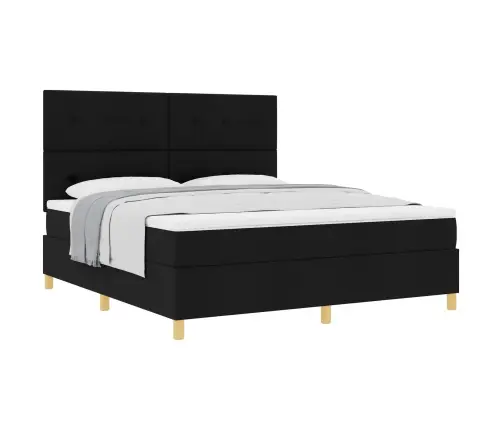 Kastītes Atsperu Gulta Ar Matraci Melna 180 X 200 Cm Audums Vidaxl