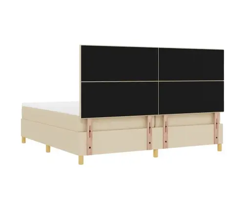 Kastītes Atsperu Gulta Ar Matraci Krēmkrāsa 200 X 200 Cm Audums Vidaxl