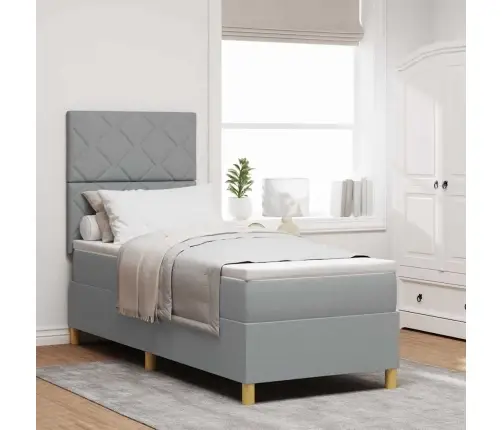 Kastes Gulta Ar Matraci Gaiši Pelēks 80X200 Cm Audums Vidaxl