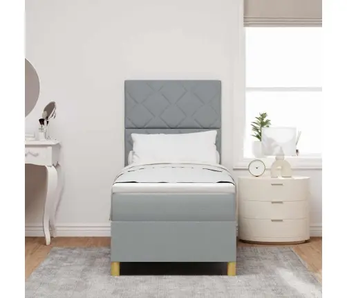 Kastes Gulta Ar Matraci Gaiši Pelēks 80X200 Cm Audums Vidaxl