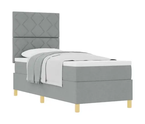 Kastes Gulta Ar Matraci Gaiši Pelēks 80X200 Cm Audums Vidaxl