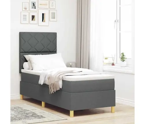 Kastes Gulta Ar Matraci Tumši Pelēka 80X200 Cm Audums Vidaxl