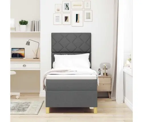 Kastes Gulta Ar Matraci Tumši Pelēka 80X200 Cm Audums Vidaxl