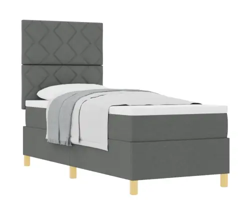 Kastes Gulta Ar Matraci Tumši Pelēka 80X200 Cm Audums Vidaxl