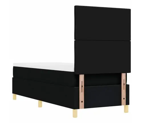 Kastītes Atsperu Gulta Ar Matraci Melna 80 X 200 Cm Audums Vidaxl