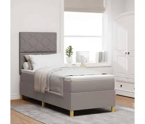 Kastītes Atsperu Gulta Ar Matraci Pelēkbrūna 80 X 200 Cm Audums Vidaxl