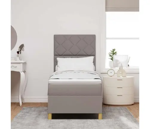 Kastītes Atsperu Gulta Ar Matraci Pelēkbrūna 80 X 200 Cm Audums Vidaxl