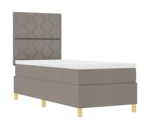 Kastītes Atsperu Gulta Ar Matraci Pelēkbrūna 80 X 200 Cm Audums Vidaxl