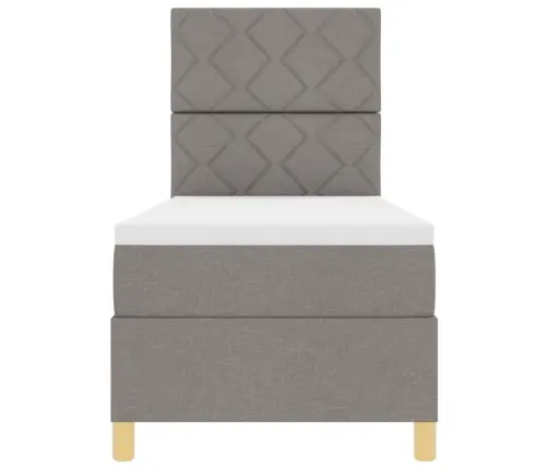 Kastītes Atsperu Gulta Ar Matraci Pelēkbrūna 80 X 200 Cm Audums Vidaxl