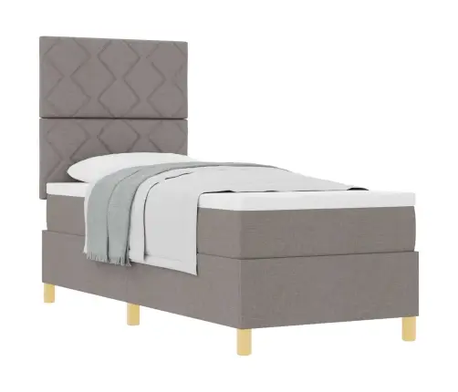 Kastītes Atsperu Gulta Ar Matraci Pelēkbrūna 80 X 200 Cm Audums Vidaxl