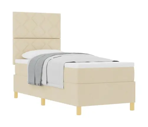 Kastītes Atsperu Gulta Krēmkrāsa 80 X 200 Cm Audums Vidaxl