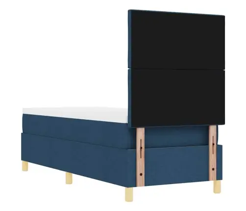 Kastītes Atsperu Gulta Ar Galvas Klāju Zila 80 X 200 Cm Audums Vidaxl