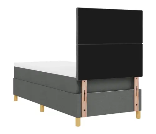 Kastītes Atsperu Gulta Tumši Pelēka 90 X 190 Cm Audums Vidaxl
