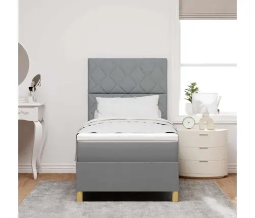 Kastveida Gulta Ar Matraci Gaiši Pelēkā Krāsā 100X200 Cm Audums Vidaxl