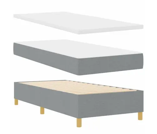 Kastveida Gulta Ar Matraci Gaiši Pelēkā Krāsā 100X200 Cm Audums Vidaxl