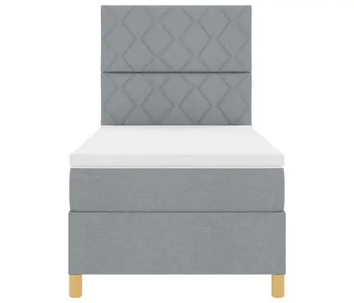 Kastveida Gulta Ar Matraci Gaiši Pelēkā Krāsā 100X200 Cm Audums Vidaxl