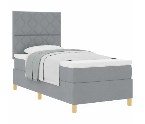 Kastveida Gulta Ar Matraci Gaiši Pelēkā Krāsā 100X200 Cm Audums Vidaxl