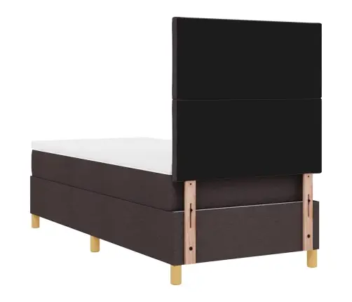 Kastes Atsperu Gulta Ar Matraci Tumši Brūnā Krāsā 100X200 Cm Audumam Vidaxl