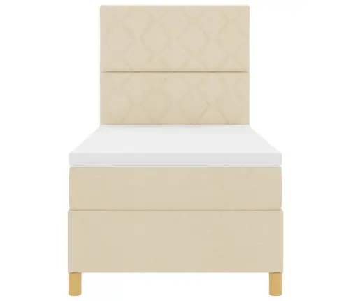 Kastītes Atsperu Gulta Ar Matraci Krēmkrāsa 100 X 200 Cm Audums Vidaxl