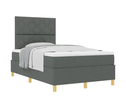 Kiemas Lova Su Čiužiniu Tamsiai Pilka 120 X 200 Cm Audinys