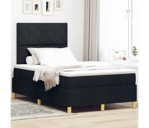 Box Spring Gulta Ar Matraci Melnā Krāsā 120X200 Cm Audums Vidaxl