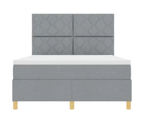 Kastītes Atsperu Gulta Gaiši Pelēka 160 X 200 Cm Audums Vidaxl