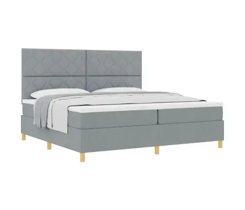 Kastes Atsperu Gulta Ar Matraci Gaiši Pelēkā Krāsā 200X200 Cm Audums Vidaxl